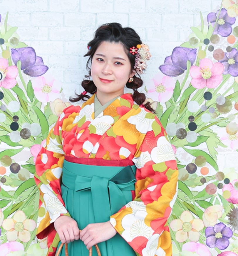 当日袴式和服租赁的和服着用照片